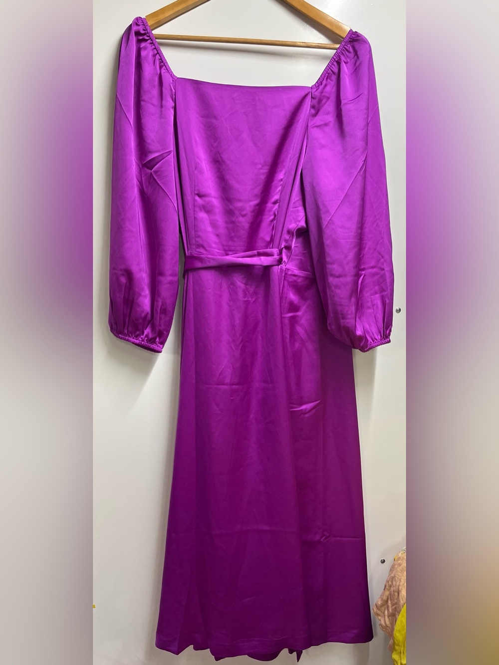 NEW Ann Taylor Satin Wrap Dress Elegant Purple Wrap Dress Size 8 women’s - Picture 6 of 7